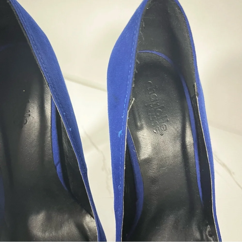 CHARLOTTE RUSSE Blue Platform Pump Women’s Microfiber Heels Size 8 - Picture 11 of 14